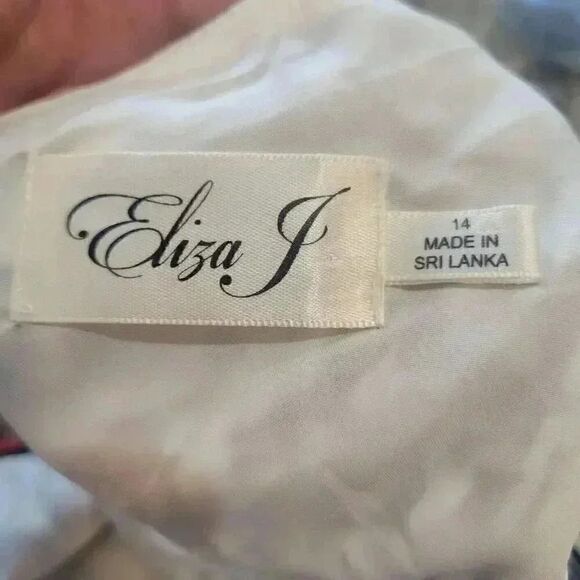 Eliza J Women's Navy & White Poly Print Colorful Striped Ribbons Pink Sash Sleev - Picture 13 of 14